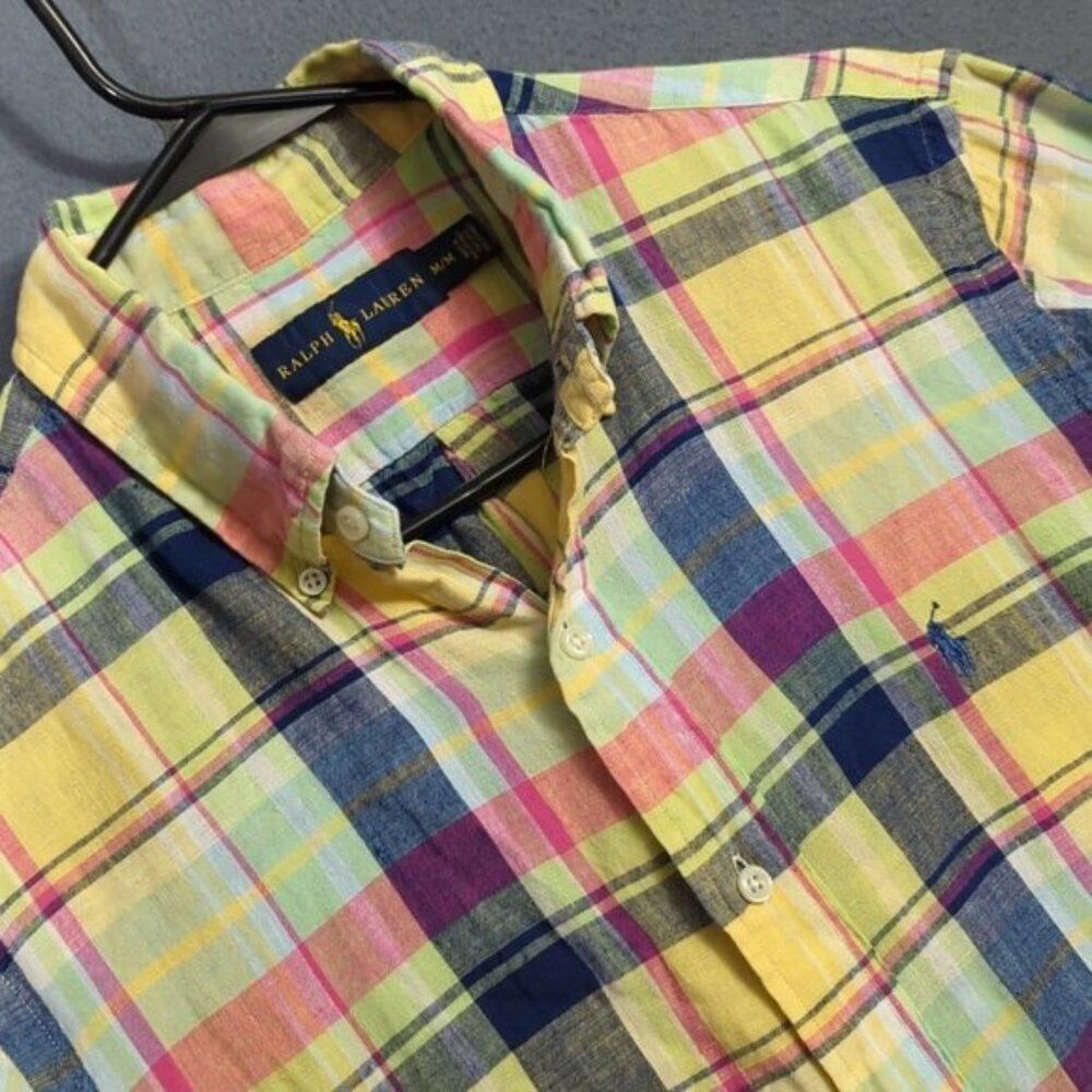 Ralph Lauren Shirt Men's M Multicolor Linen Short Sleeve Button Down